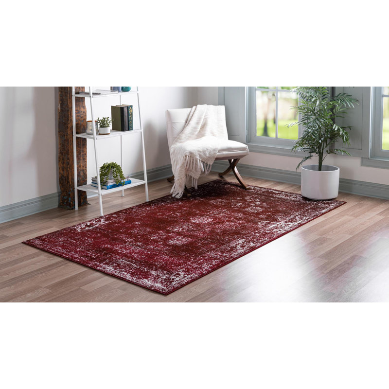 Tapis floral bourgogne Brandt, Rectangle 7 pi 10 po x 10 pi