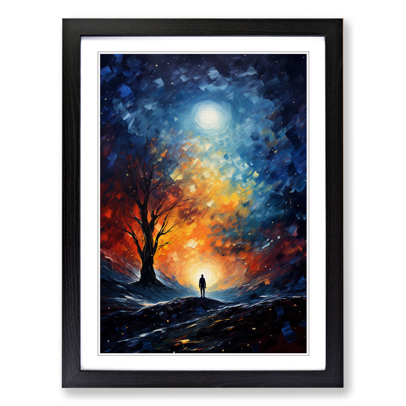 Single Picture Frame Print on Wood, 46cm H x 34cm W, Black Framed