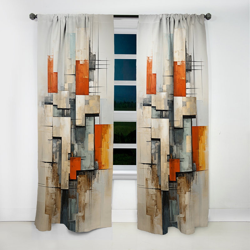 Constructivisme Construit Horizons VI - Rideau occultant abstrait - 1 panneau, L 52 po x L 84 po