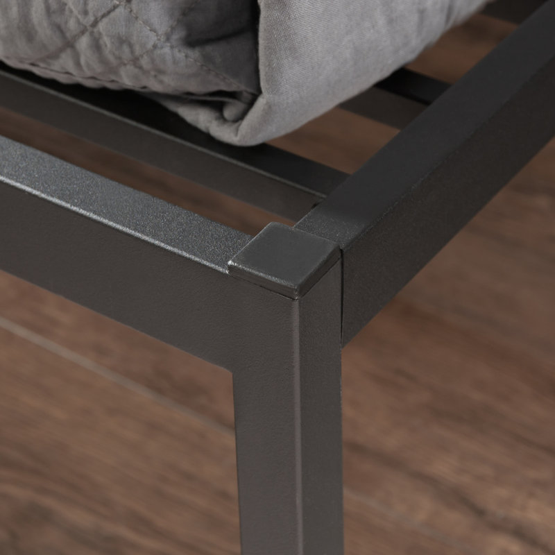Grand lit plateforme avec tête de lit, finition noire, Grand lit