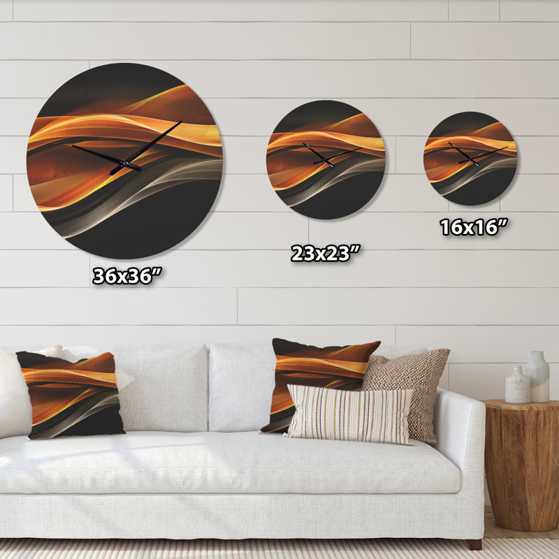 Gold Silver Inward Lines - Modern Wood Wall Clock, Medium