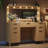 Fluted Makeup Vanity Desk With Large 39.3" Mirror And Lights-1398954656