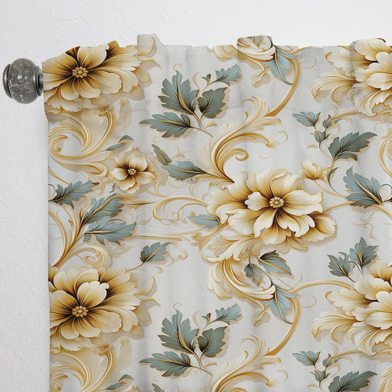 Motif rétro de style victorien II - rideaux en velours bohémien - obscurcissant - 1 panneau, L 52 po x L 84 po