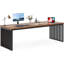 Double bureau d'ordinateur pour 2 personnes - poste de travail industriel très long avec structure en métal robuste, grande table d'étude double pour le bureau à domicile-920567988