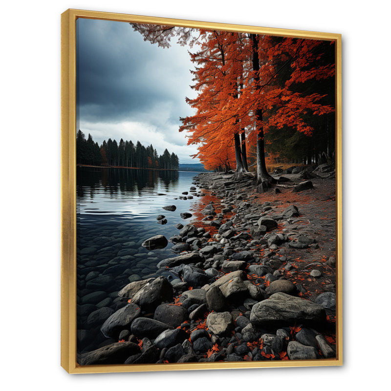 Linoshka Canada Autumn Tranquility II - imprimé, H 32 po x l 16 po x P 1 po, Cadre flottant doré