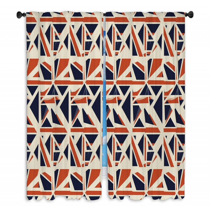 Rideaux de fenêtre britannique - drapeaux rétro modernes - 2 panneaux, L 40 po x L 63 po
