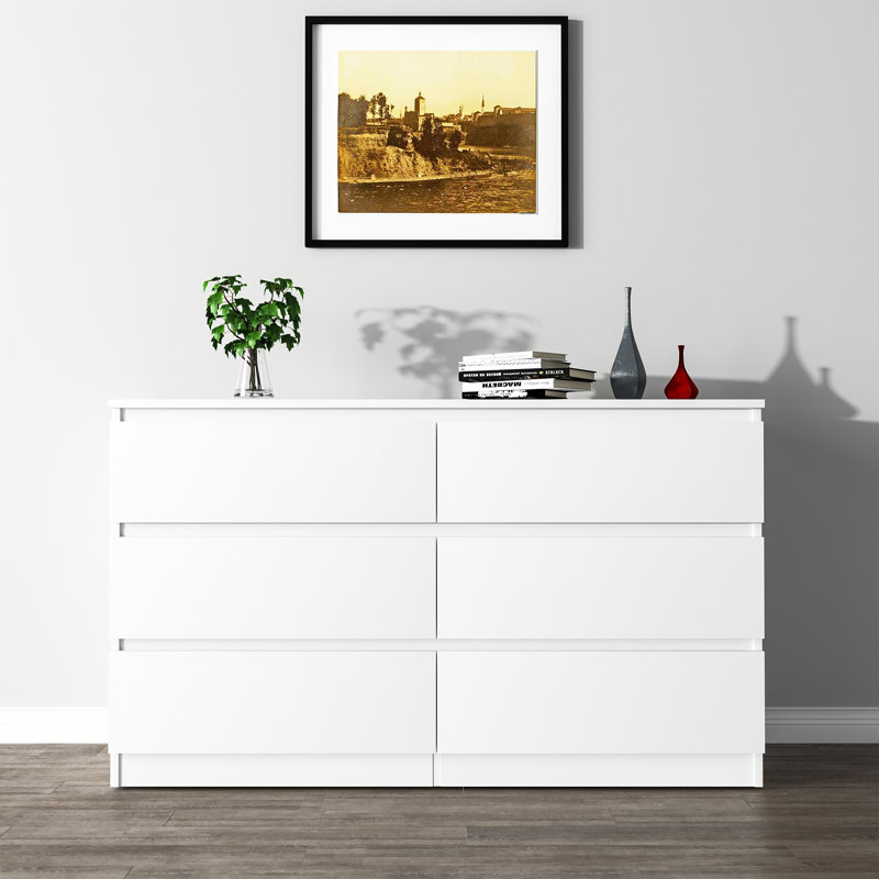 Bisset 47.25'' W 6 - Drawer Dresser, White