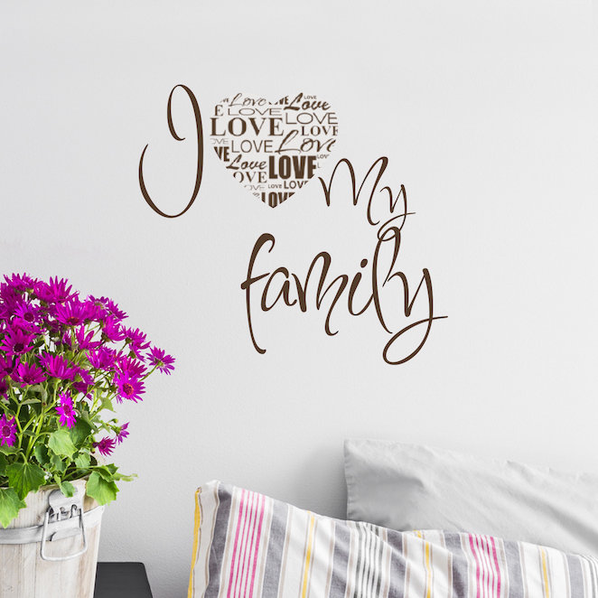 Décalcomanie murale i love my family, Chocolat