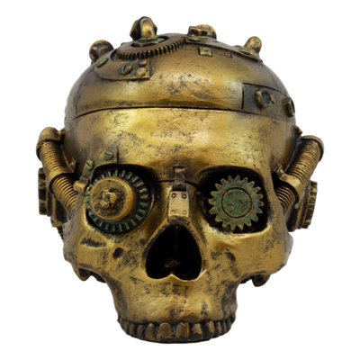 Boîte à bijoux en crâne robot steampunk cyborg