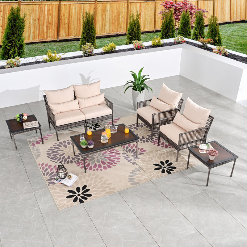 Aalaysia 7-Piece Outdoor Wicker Conversation Set