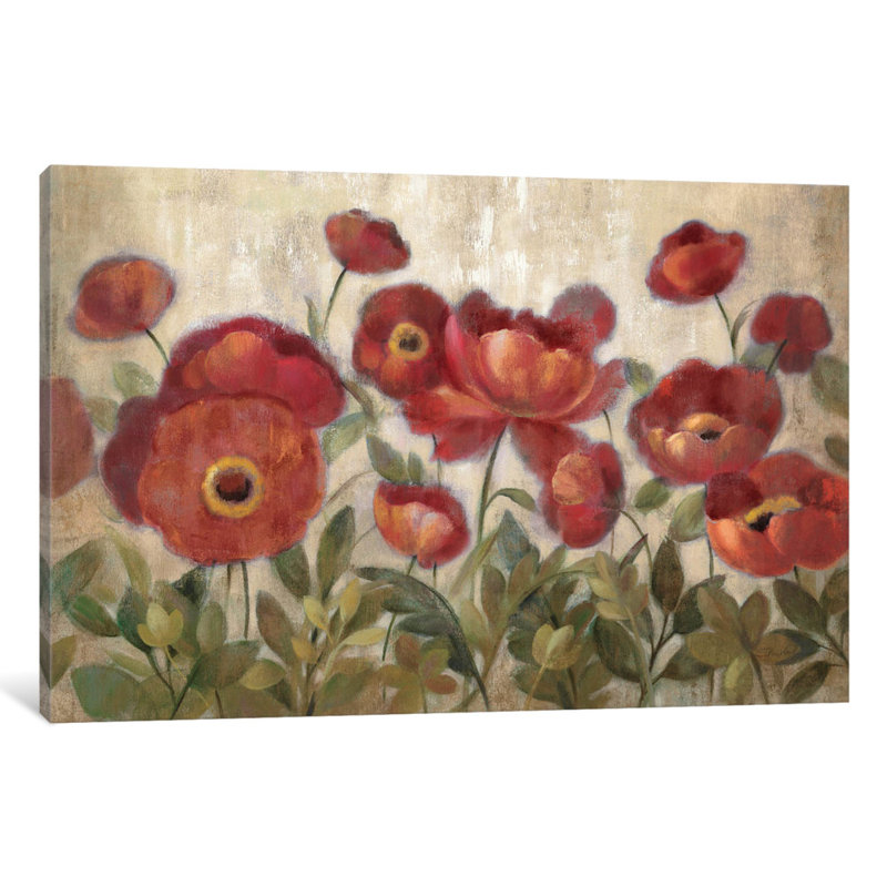 «Daydreaming Flowers Red» par Silvia Vassileva, reproduction d'art sur toile tendue, H 8 po x l 12 po x P 0,75 po