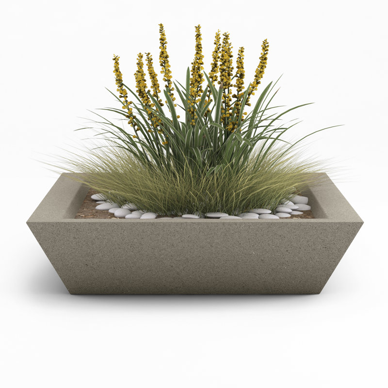 Newport Shallow Concrete Planter , Smokey Blue, 6" H x 24" W x 24" D