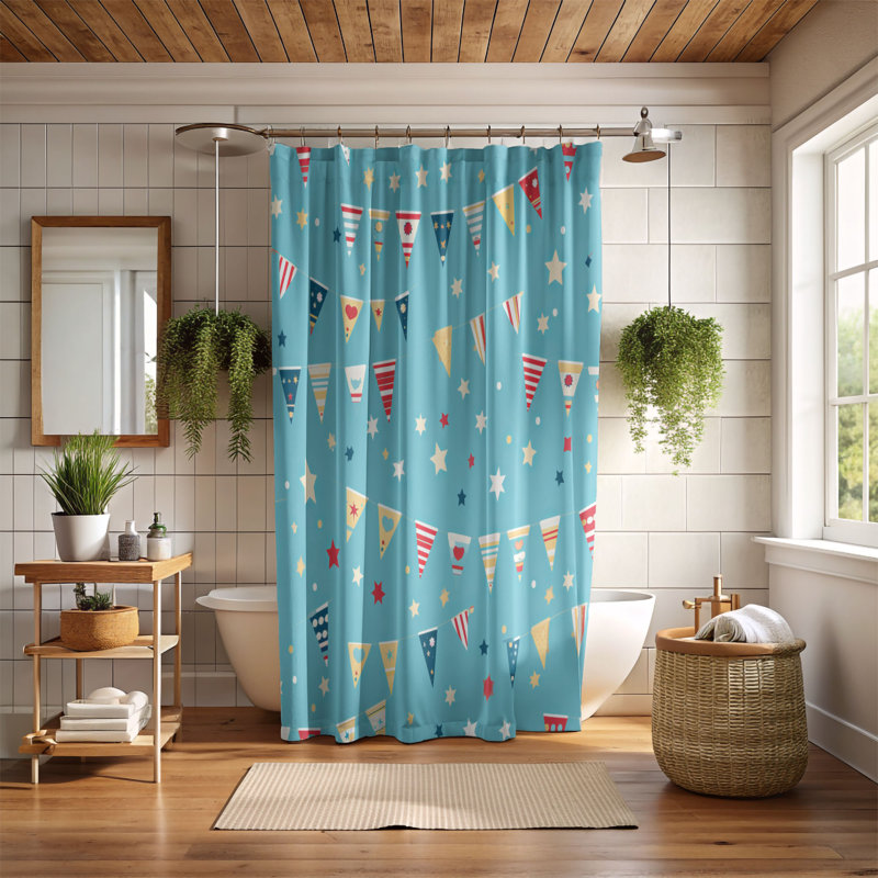 Party Festivities - Rideau de douche haut de gamme, H 74 po x l 71 po
