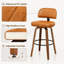 Tabourets de comptoir pivotants rembourrés en cuir de polyuréthane de style Mid-Century avec dossier courbé en bois-984185780-984185778