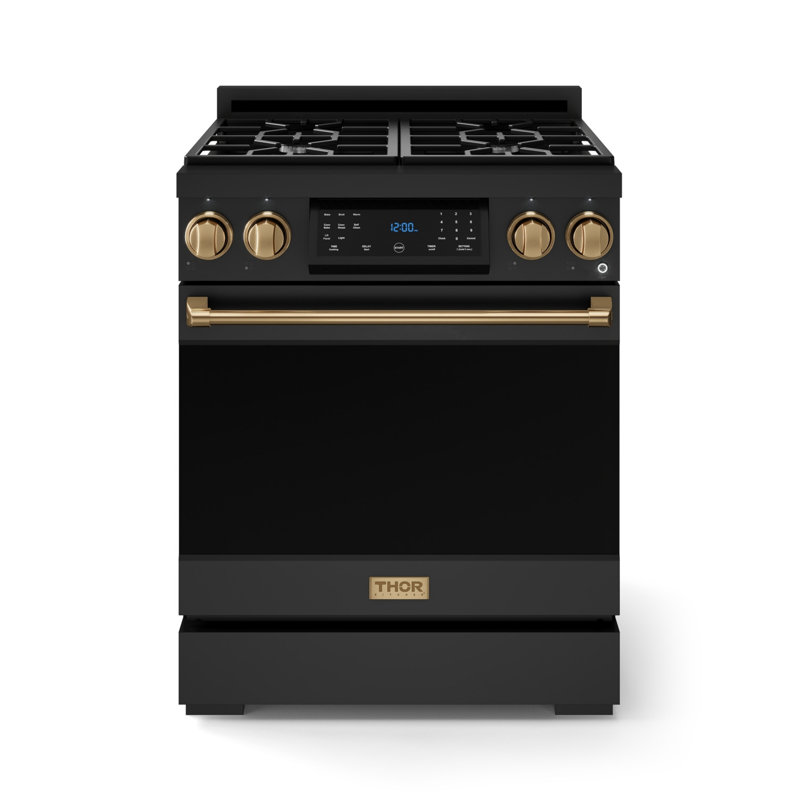 Gordon Ramsay by THOR Kitchen 30 Inch Professional Gas Range with Tilt Panel Touch Control in Black/Bronze, Black, Bronze