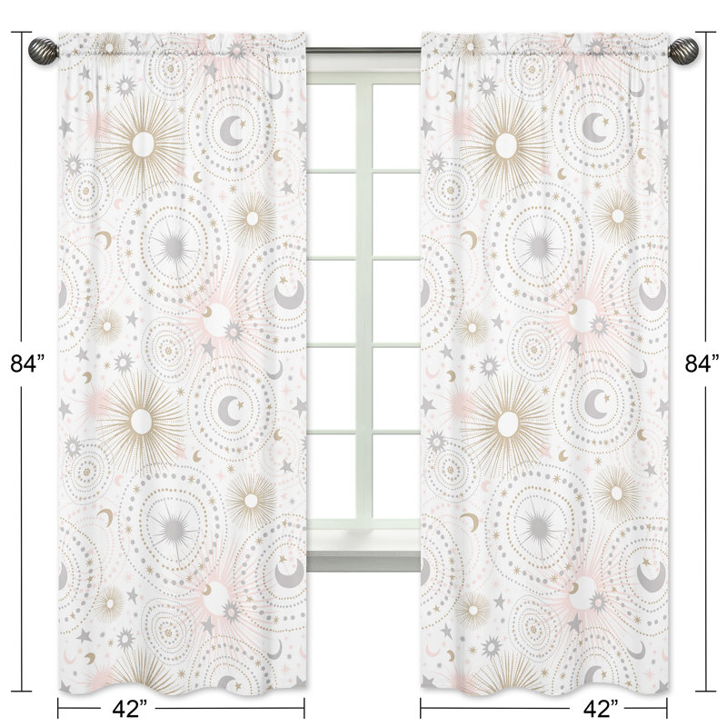 Celestial Gray and Gold Sheer Rod Pocket Kids Window Panels