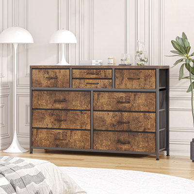 Dresser for Bedroom, 10 Drawer Dresser TV Stand, Entertainment Center Chest of Drawers with Wood Top for Bedroom Living Room Hallway Closets