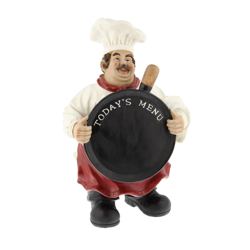 Wooden Chef Decorative Multi Colored Sculpture with Chalkboard