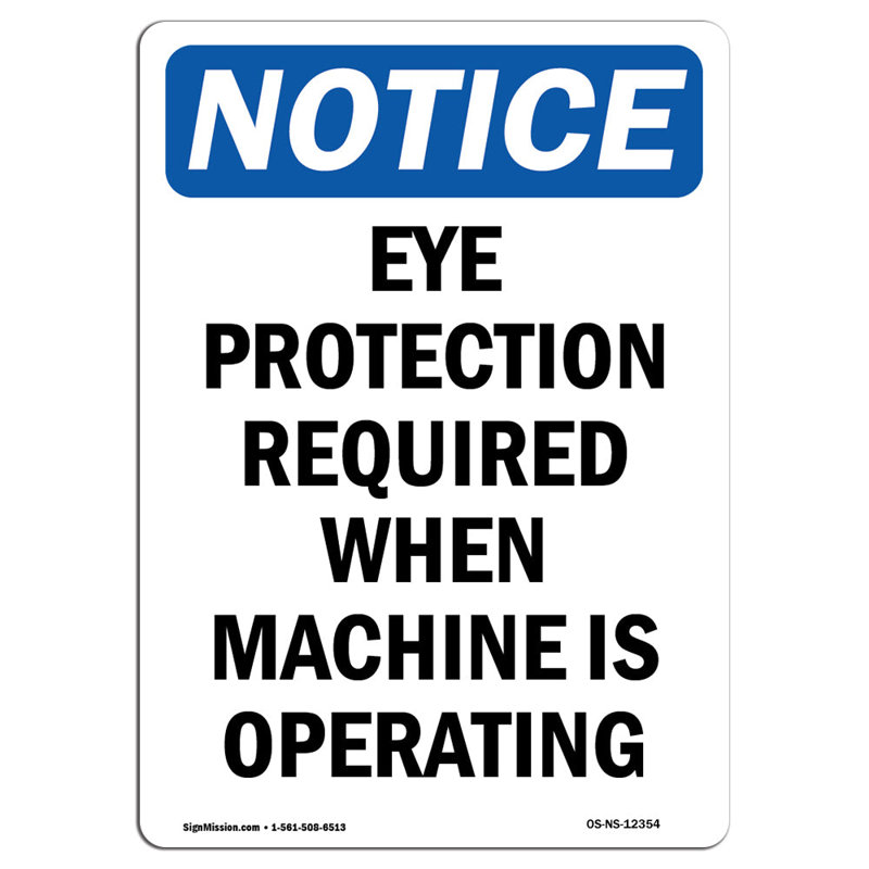 Protection des yeux requise lorsque la machine signe
