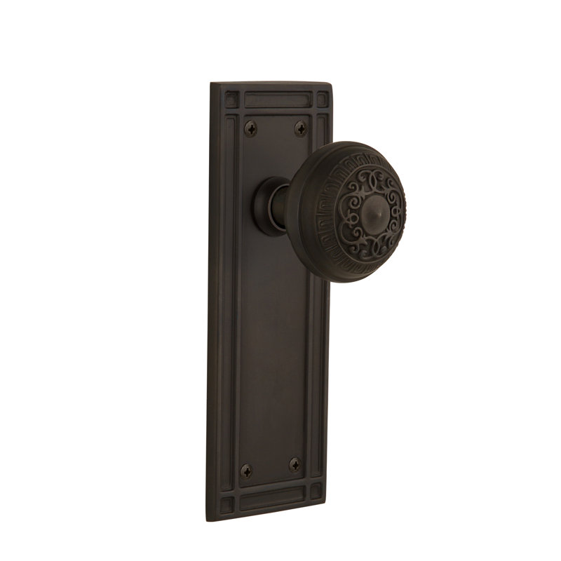 Mission Plate with Egg & Dart Door Knob, Oil-Rubbed Bronze, 2-3/8"