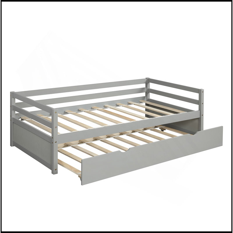 Daybed With Trundle Frame Set, Twin Size, Gray