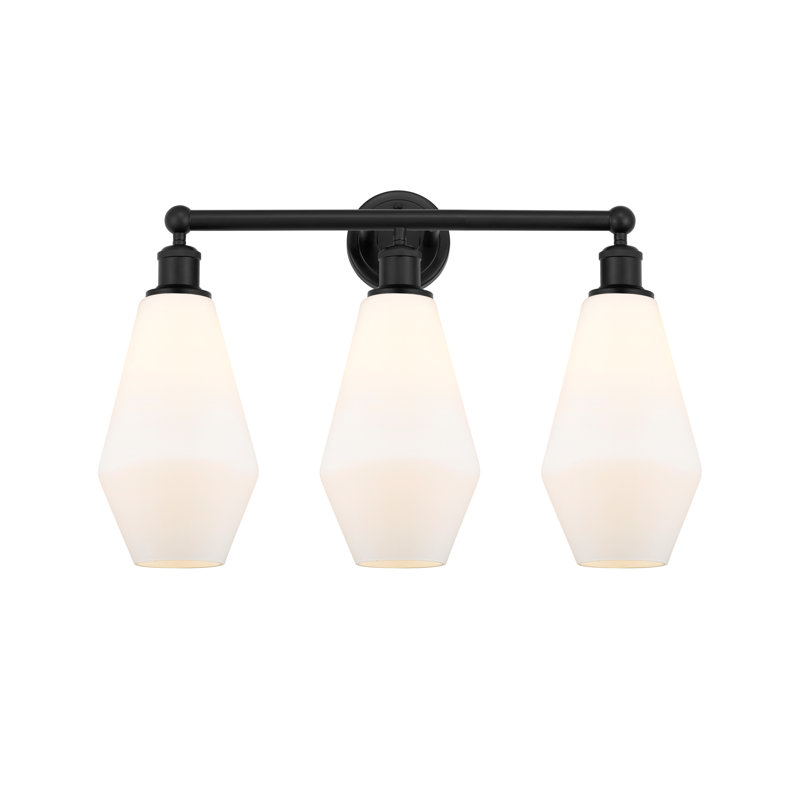 Éclairage pour salle de bain 3 lumières à intensité variable, Blanc mat, Noir mat