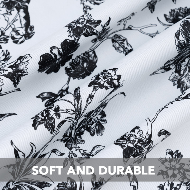 French Retro Floral Curtains Printed Pattern Room Darkening Curtains for Bedroom Grommet Window Treatment Curtains, 2 Panels