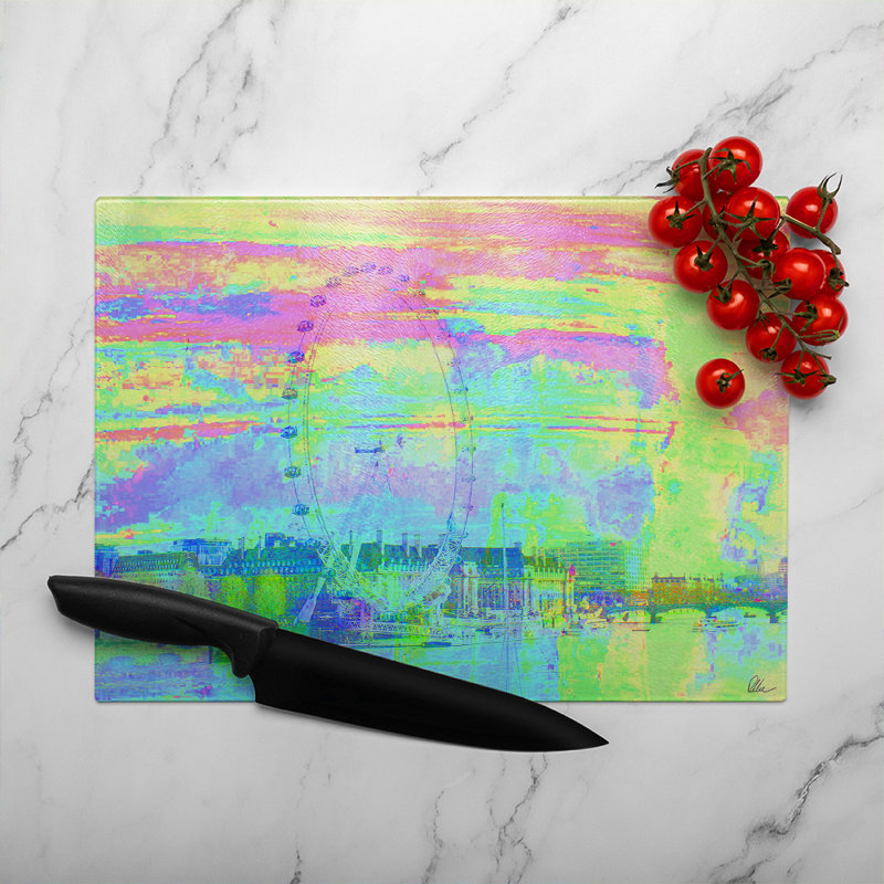Fuzzy London Glass Chopping Board, 40cm L x 28cm W