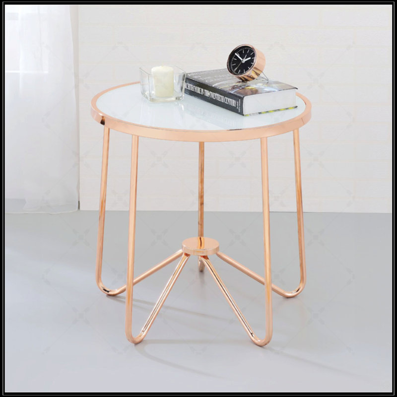 Table ronde blanche en verre givré
