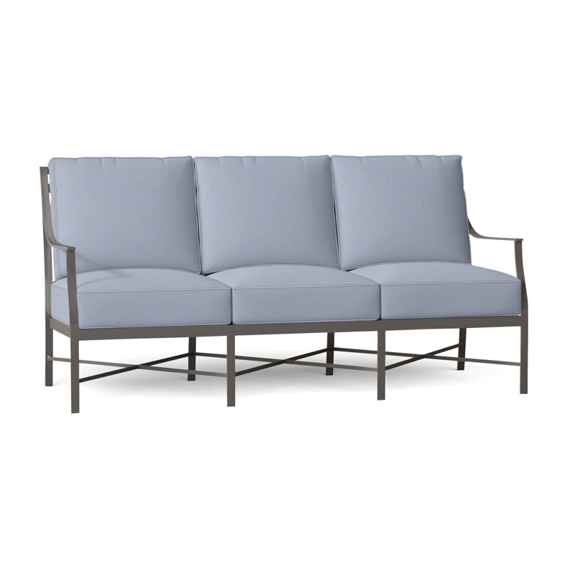 Monaco Aluminum Sofa - Slate Gray, Arbor Chambray Dove Sunbrella®, Slate Gray, Welt