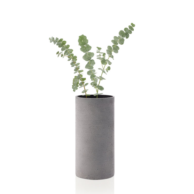 Minimalist Light Grey Polystone Table Vase with Non-Slip Base