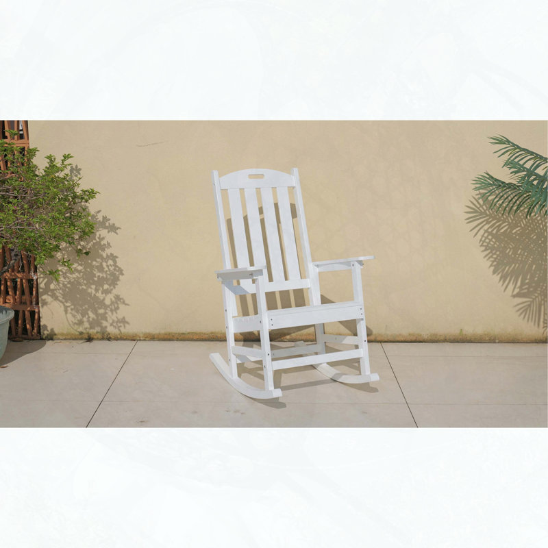 Classic HIPS Plastic Rocking Chair with Stainless Steel Hardware, White