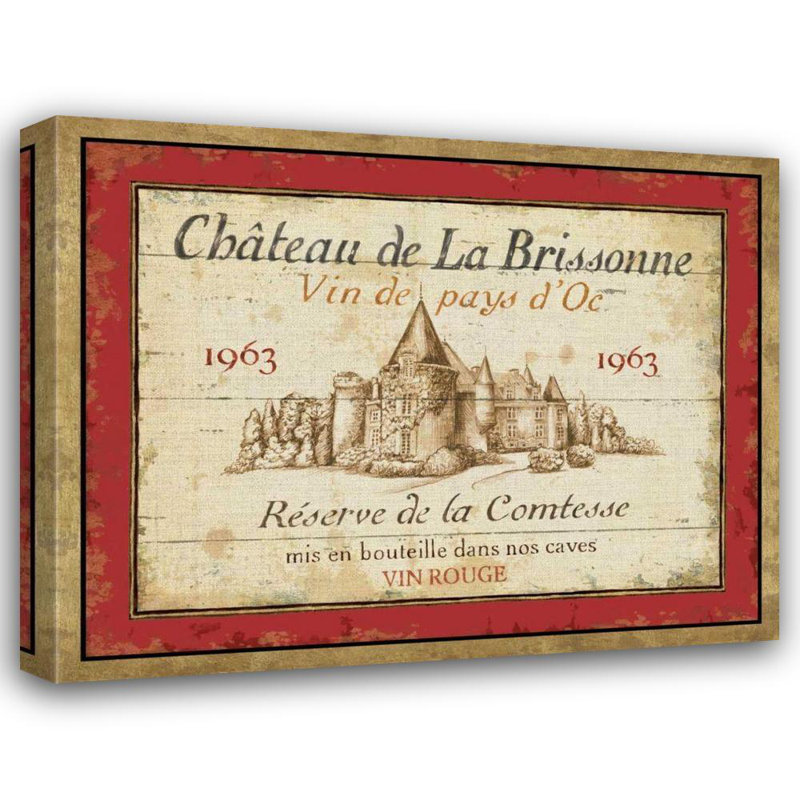 «Red Barrel Studio® Brissonnet, Daphne Gallery, art sur toile tendue: étiquette de vin français I, H 20 po x l 24 po