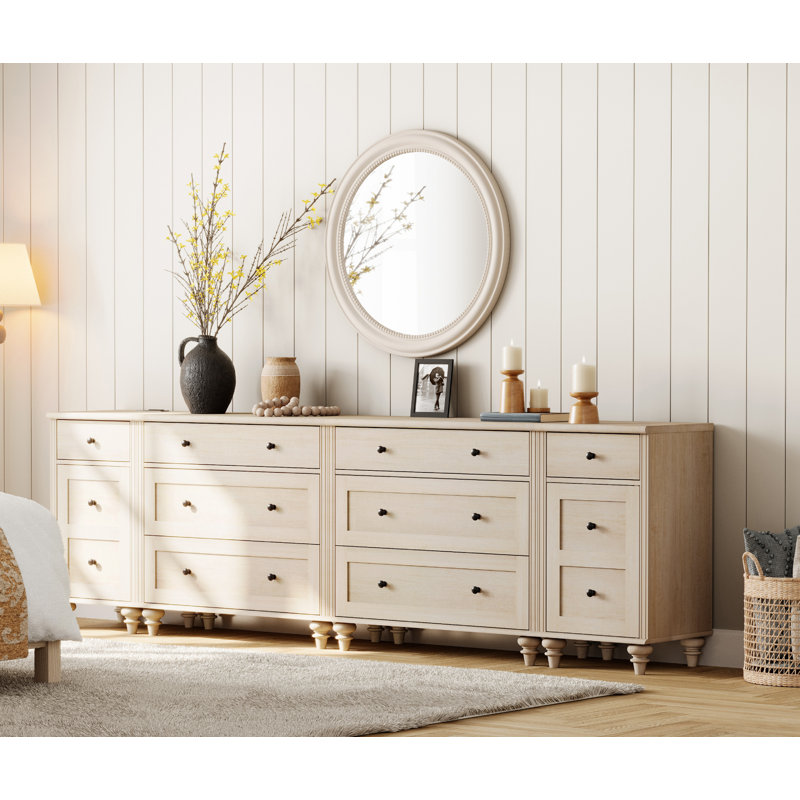Commode 8 tiroirs Scarlett, Beige / Beige