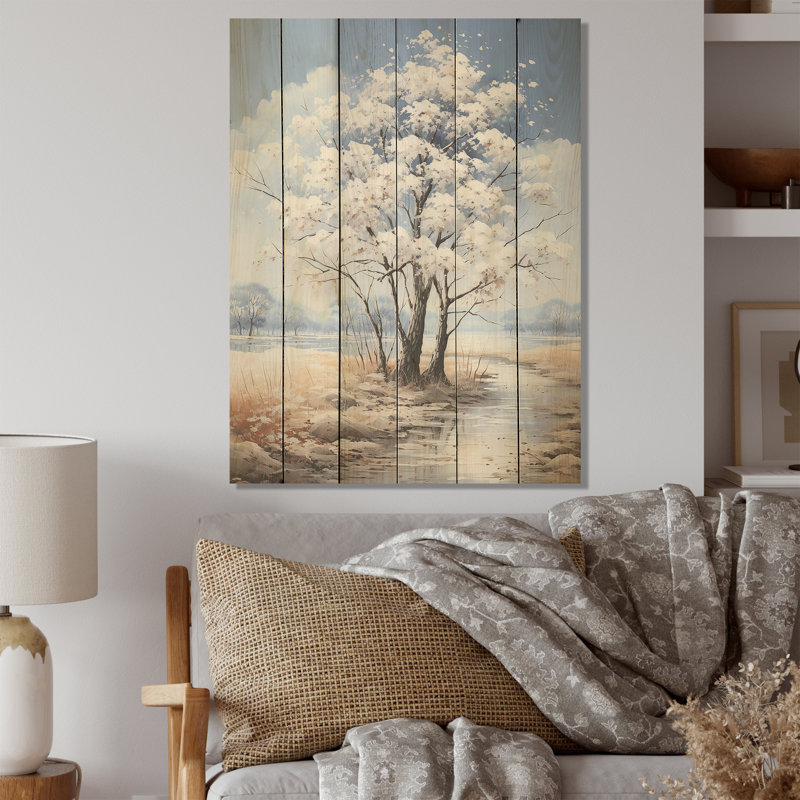 Paysage d'érables blancs - érable sur bois, art sur bois de pin naturel, H 20 po x l 10 po