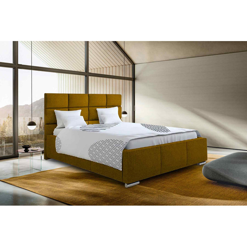 Upholstered Bed, Double (4'6), Mustard