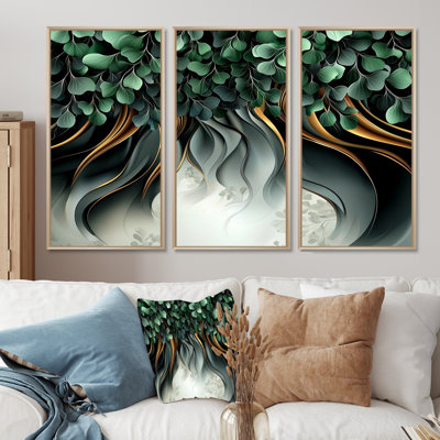 Whispers Of Spring Of Emerald Botanicals III - Abstract Botanicals Wall Décor Set