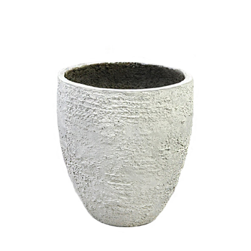 Rustic White Stone Planter, Textured Indoor/Outdoor Plant Pot, Weather-Resistant Garden, Patio, Office, Restaurant Décor