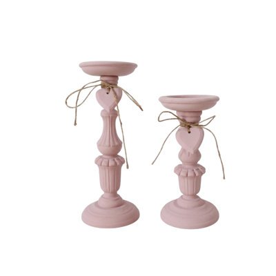 Porte-bougie en bois tourné Heart Charm