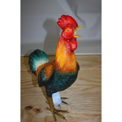 McDougal bronze statue of a standing Rooster - cockerel -  Size: 20"L x 7.5"W x 19.5"H.
