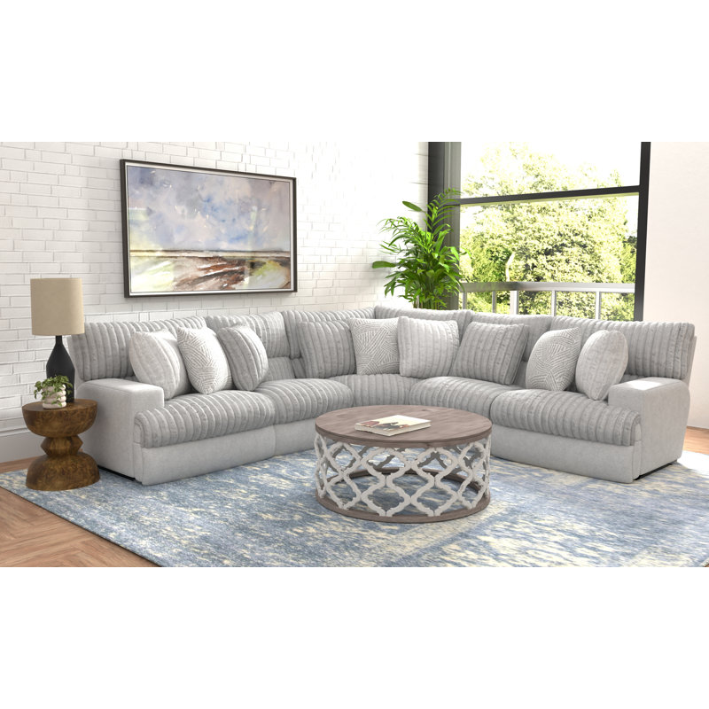 Ziera Upholstered Reclining Curved Sectional Symmetrical, Manual