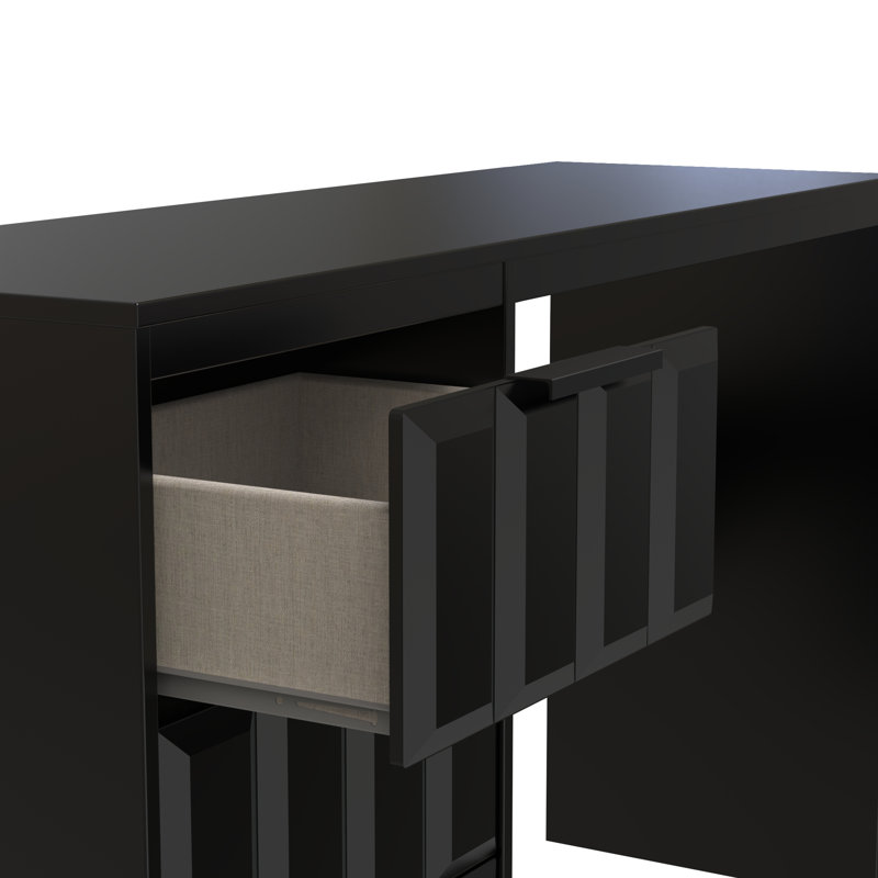Besian 3 Drawer Desk  (Ready Assembled), Deep Black/Black