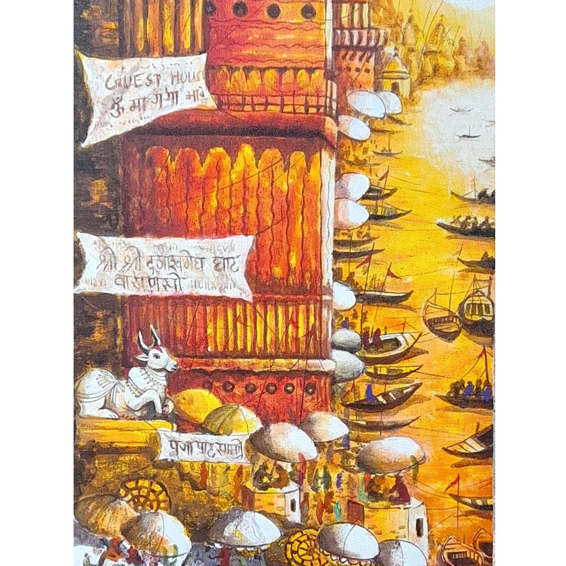 Les dévots à Varanasi Ghat | Acrylique sur toile | Par Anirban Seth