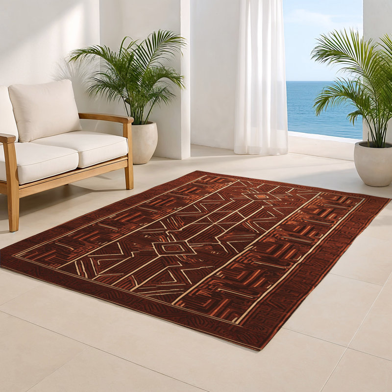 ArtDeco Brown Indoor and Outdoor Area Rug, Rectangle 2' x 3'