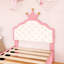 Lit simple princesse avec cadre en bois et tête de lit capitonnée-1904418589
