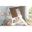 Lit superposé en bois avec toit, échelle et glissade Wood House