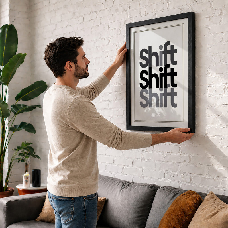 Shift Typography - Framed Print, Oak, A4 - 29.7 x 21.0 cm