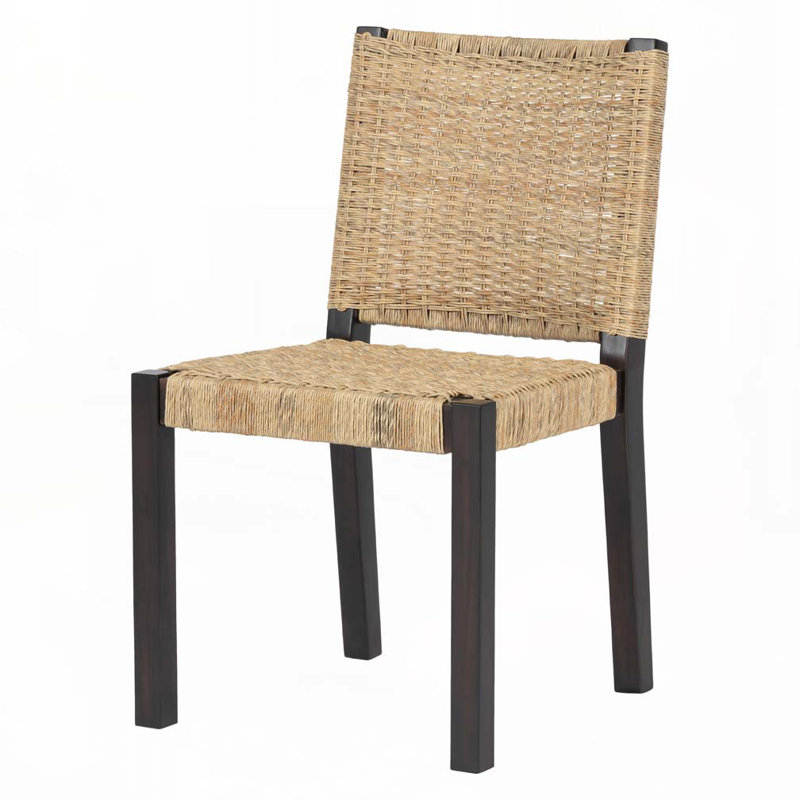 Chaises de salle à manger en bois massif et rotin, Noyer