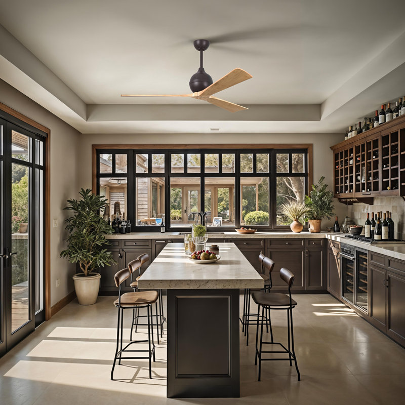 60" Irene Paddle 3 Blade Ceiling Fan, 60", Textured Bronze, Light Maple Tone