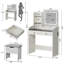 Ensemble de coiffeuse avec miroir lumineux à DEL et station de charge, petit bureau de maquillage avec tiroirs, tabouret et luminosité réglable pour la chambre à coucher-1419926321